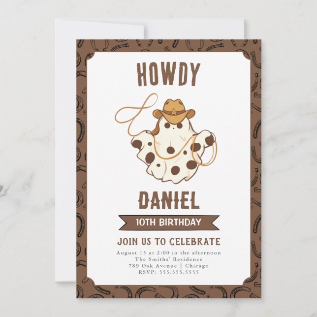 Invitación de cumpleaños de Ghost Cowboy (Anverso)