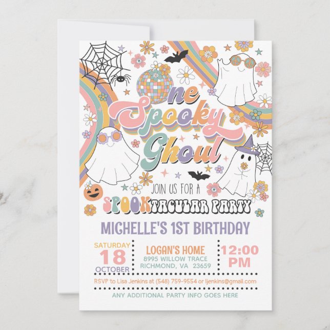 Invitación de cumpleaños de Ghoul espeluznante - C (Anverso)