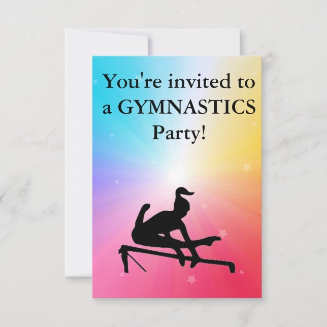 Invitación de cumpleaños de gimnasia (Anverso)