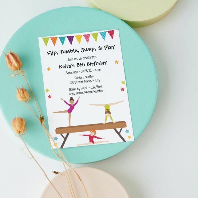 Invitación de cumpleaños de gimnasia (Subido por el creador)