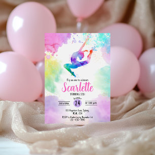 Invitación de cumpleaños de gimnasia acuarela past