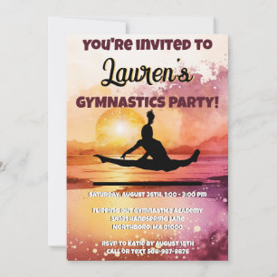 Invitación de cumpleaños de gimnasia de chicas en 