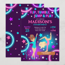 Invitación de cumpleaños de gimnasia Fiesta de bri