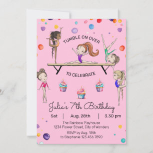 Invitación de cumpleaños de gimnasia   Fiesta de g