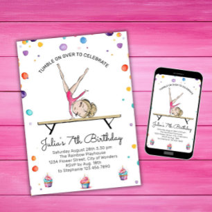 Invitación de cumpleaños de gimnasia Fiesta de g