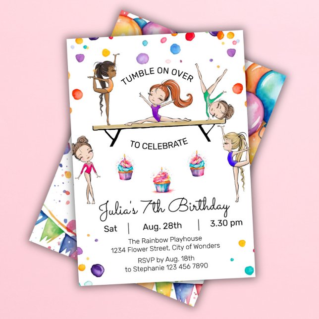 Invitación de cumpleaños de gimnasia | Fiesta de g (Subido por el creador)