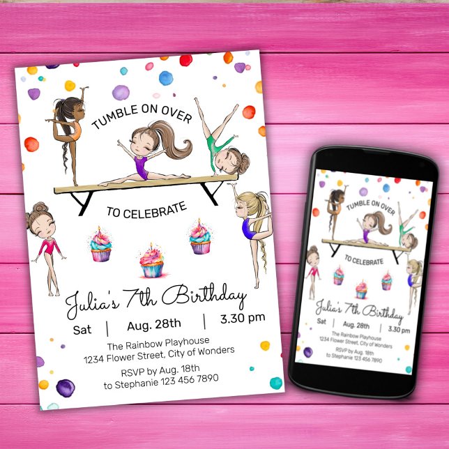 Invitación de cumpleaños de gimnasia | Fiesta de g (Subido por el creador)