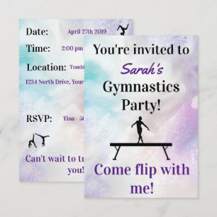 Invitación de cumpleaños de gimnasia   Fiesta de g