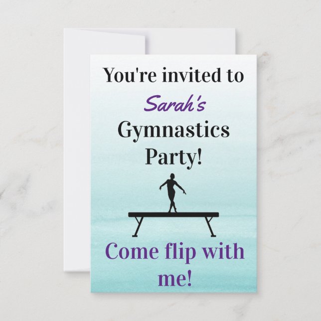 Invitación de cumpleaños de gimnasia | Fiesta de g (Anverso)