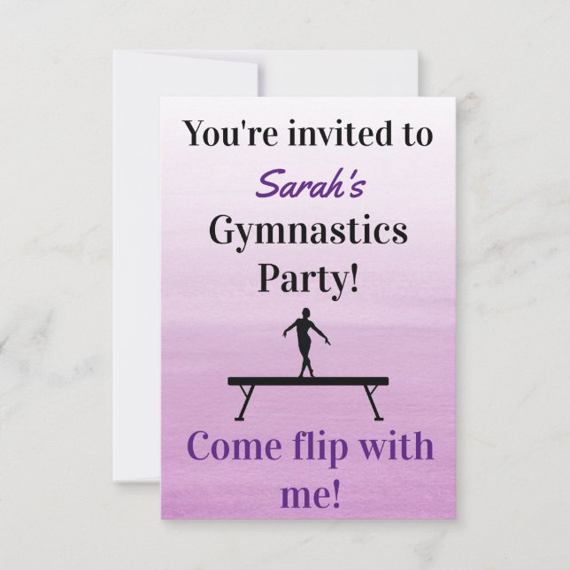 Invitación de cumpleaños de gimnasia | Fiesta de g (Anverso)