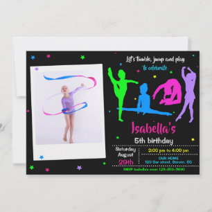 Invitación de cumpleaños de gimnasia fotográfica J
