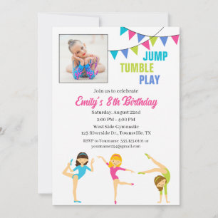 Invitación de cumpleaños de gimnasia para niña