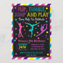 Invitación de cumpleaños de gimnasia para una niña