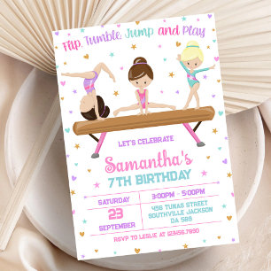 Invitación de cumpleaños de gimnasia Salto Tumba V