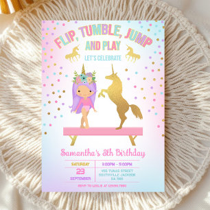Invitación de cumpleaños de gimnasia Salto Tumblin