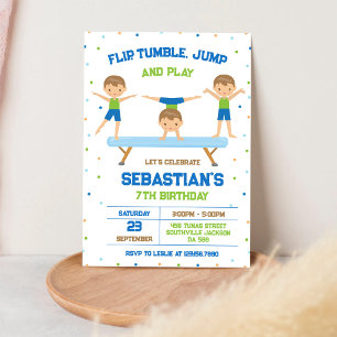 Invitación de cumpleaños de gimnasia Salto Voltere