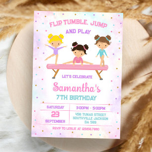 Invitación de cumpleaños de gimnasia Salto Voltere