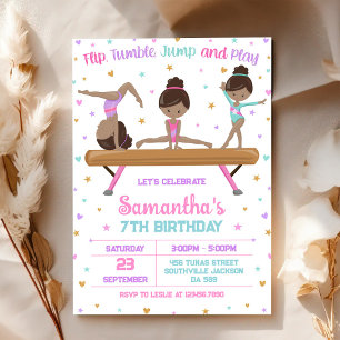 Invitación de cumpleaños de gimnasia Salto Voltere