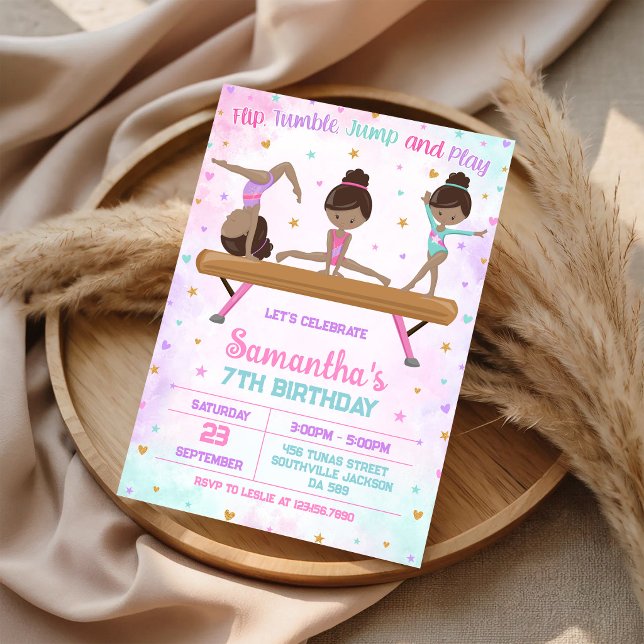 Invitación de cumpleaños de gimnasia Salto Voltere (Subido por el creador)