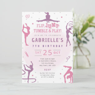 Invitación de cumpleaños de gimnasia Tema de tramp
