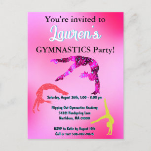 Invitación de cumpleaños de gimnasia Tumbling 