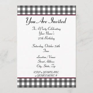 invitación de cumpleaños de gingham