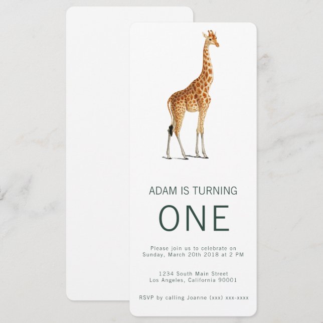 Invitación de cumpleaños de Giraffe (Anverso / Reverso)