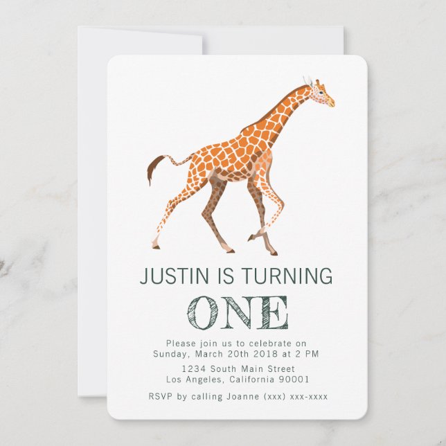Invitación de cumpleaños de Giraffe (Anverso)