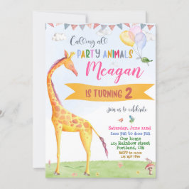 Invitación de cumpleaños de Giraffe fiesta de la s