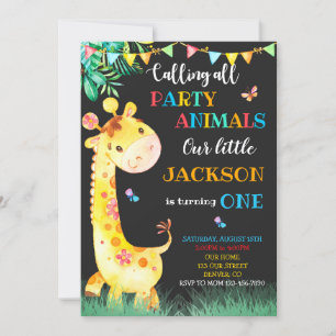 Invitación de cumpleaños de Giraffe Invitación a S