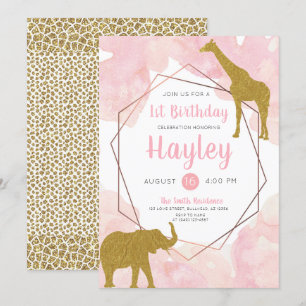 Invitación de cumpleaños de Giraffe Safari Waterco