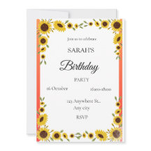 Invitación de cumpleaños de girasol
