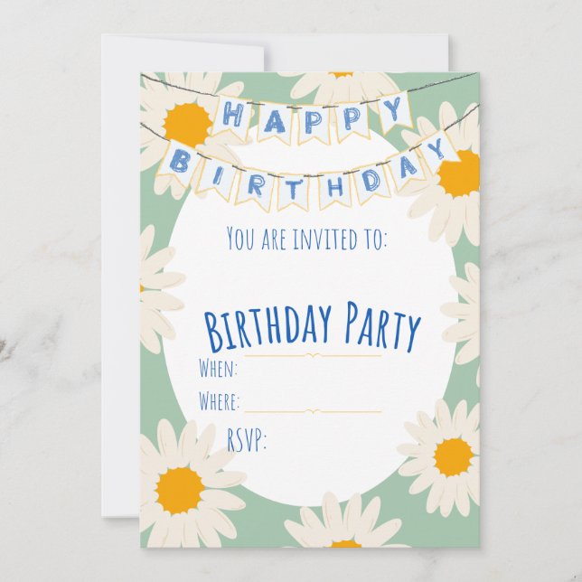 Invitación de cumpleaños de girasol (Anverso)