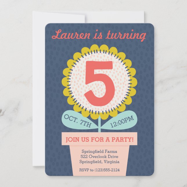Invitación de cumpleaños de girasol de cualquier e (Anverso)