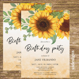 Invitación de cumpleaños de girasol elegante
