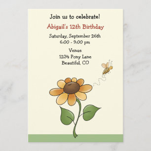 Invitación de cumpleaños de girasol para Chicas