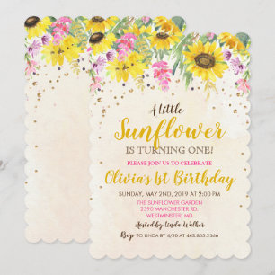 Invitación de cumpleaños de girasol para cualquier