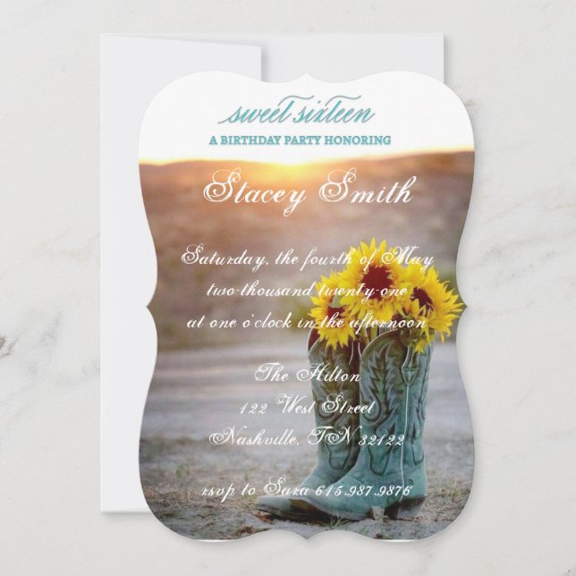Invitación de cumpleaños de girasol ruso (Anverso)