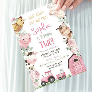 Invitación de cumpleaños de Girl Farm, descarga in
