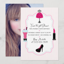 Invitación de cumpleaños de Glam Fashion Diva
