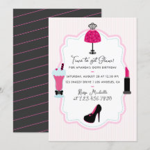 Invitación de cumpleaños de Glam Fashion Diva
