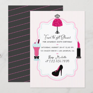 Invitación de cumpleaños de Glam Fashion Diva
