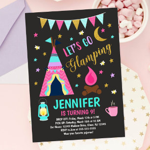 Invitación de cumpleaños de Glamping / Camping de