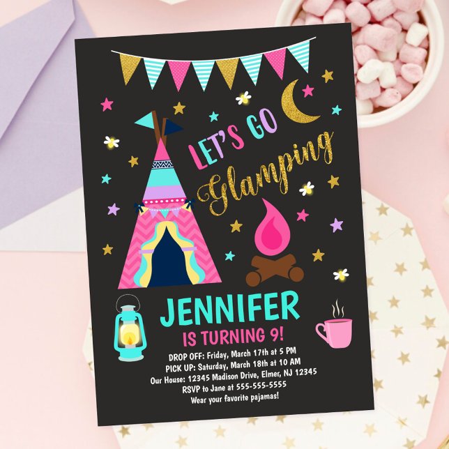 Invitación de cumpleaños de Glamping / Camping de  (Subido por el creador)