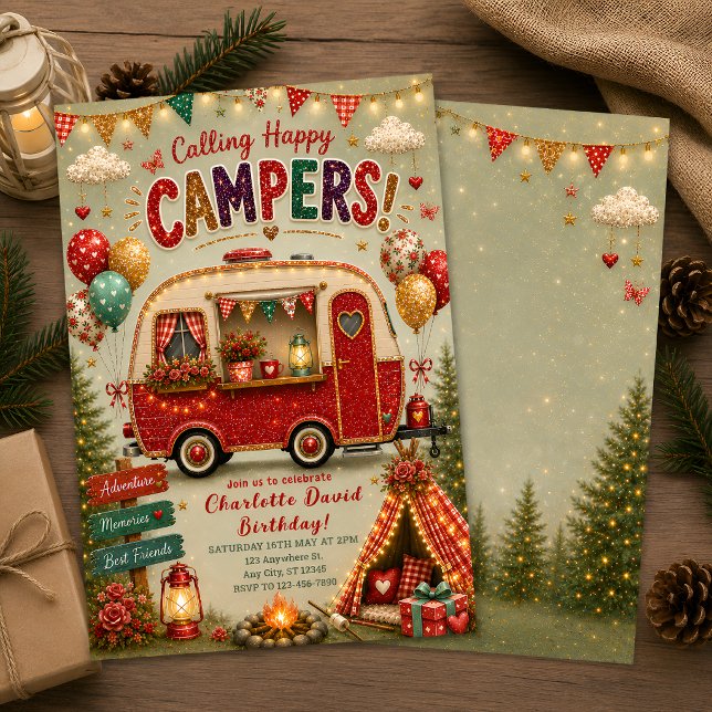 Invitación de cumpleaños de Glamping de lujo (Subido por el creador)