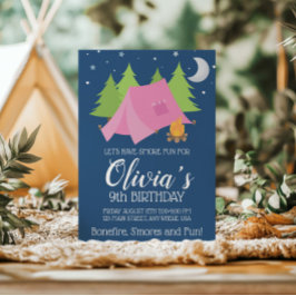 Invitación de cumpleaños de Glamping Girl Camping