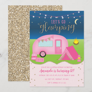 Invitación de cumpleaños de Glamping Girls Camping