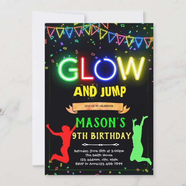 Invitación de cumpleaños de Glow (Anverso)