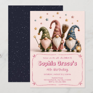 Invitación de cumpleaños de gnomo de cuento acoged