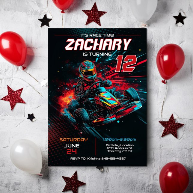 Invitación de cumpleaños de Go Kart | Invitación d (Subido por el creador)